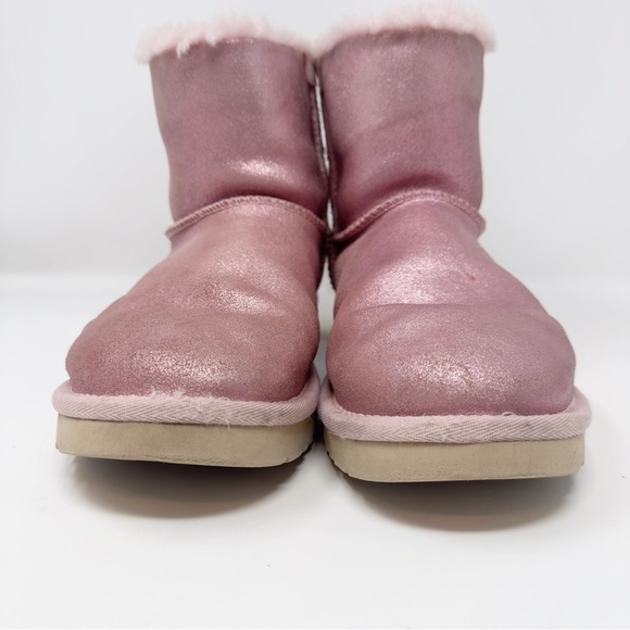 UGG Bailey Bow Pink Metallic Short Boots - Picture 2 of 12